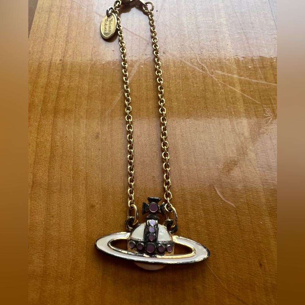 Cream/Purple Saturn Orb Bracelet